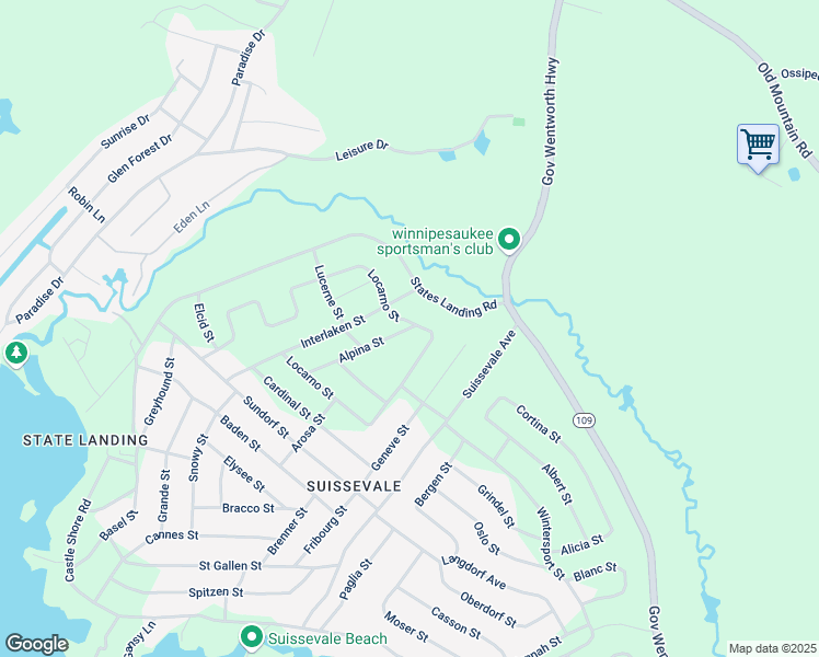 map of restaurants, bars, coffee shops, grocery stores, and more near 126 Locarno Street in Moultonborough