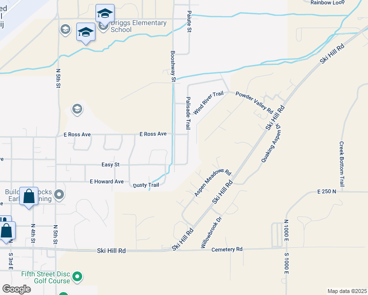 map of restaurants, bars, coffee shops, grocery stores, and more near 440 Palisade Trail in Driggs