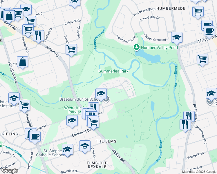 map of restaurants, bars, coffee shops, grocery stores, and more near 839 Tandridge Crescent in Toronto