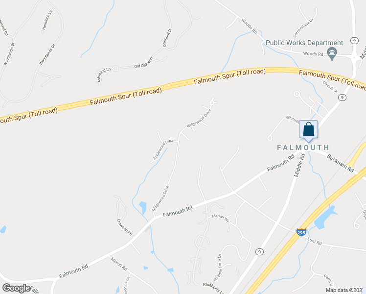 map of restaurants, bars, coffee shops, grocery stores, and more near 75 Ridgewood Drive in Falmouth
