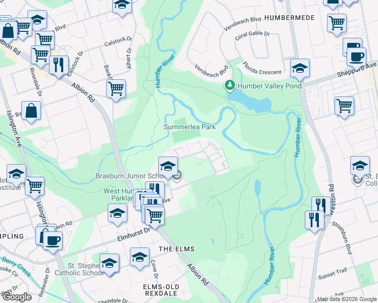 map of restaurants, bars, coffee shops, grocery stores, and more near 839 Tandridge Crescent in Toronto