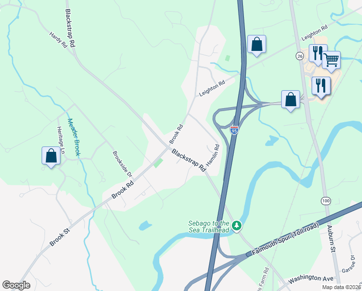 map of restaurants, bars, coffee shops, grocery stores, and more near 79 Blackstrap Road in Falmouth