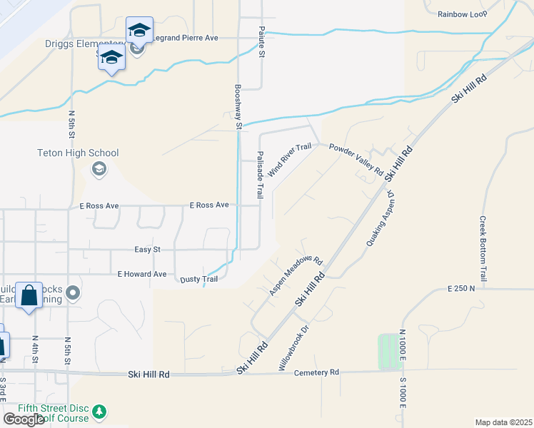 map of restaurants, bars, coffee shops, grocery stores, and more near 455 Cobblecrest Road in Driggs
