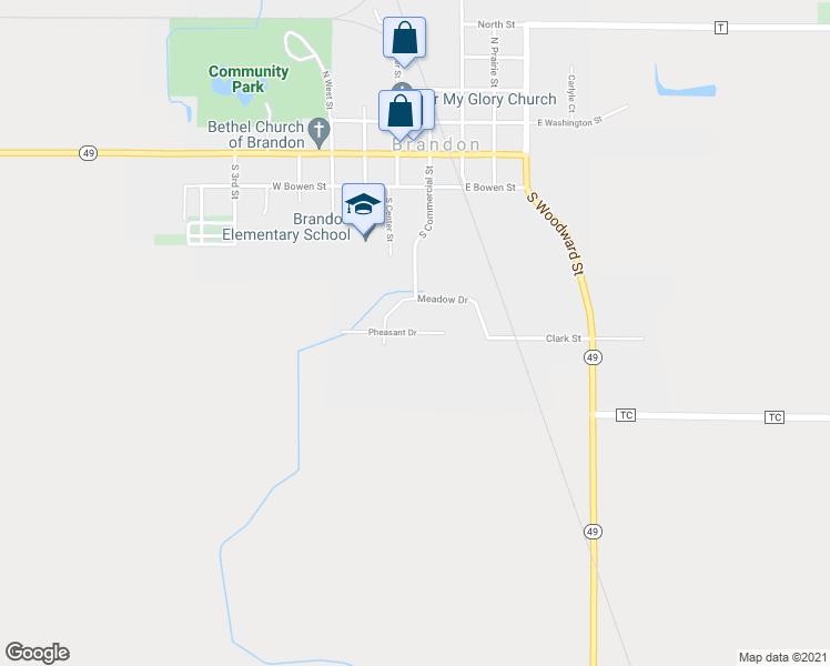 map of restaurants, bars, coffee shops, grocery stores, and more near 212 Pheasant Dr in Brandon