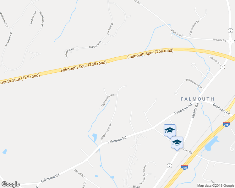 map of restaurants, bars, coffee shops, grocery stores, and more near 108 Ridgewood Drive in Falmouth