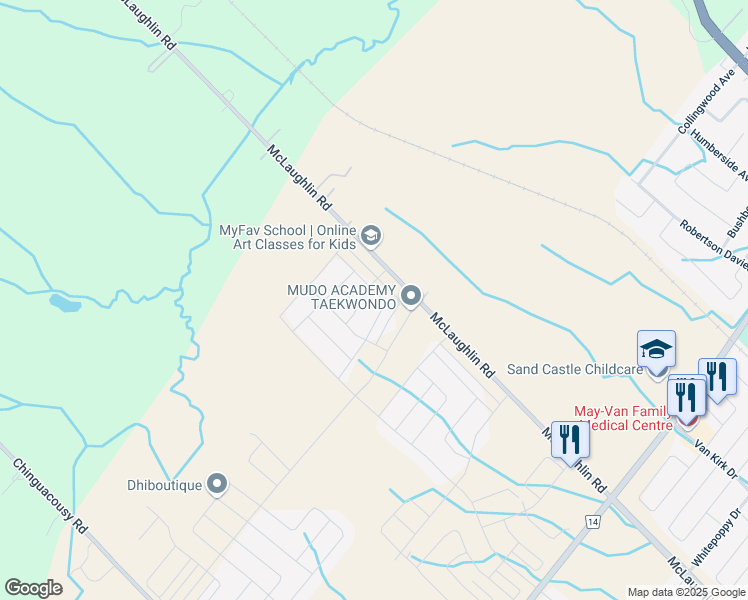 map of restaurants, bars, coffee shops, grocery stores, and more near 48 Camino Real Drive in Regional Municipality of Peel