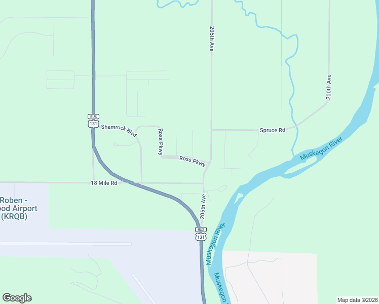 map of restaurants, bars, coffee shops, grocery stores, and more near 20603 Ross Parkway in Big Rapids