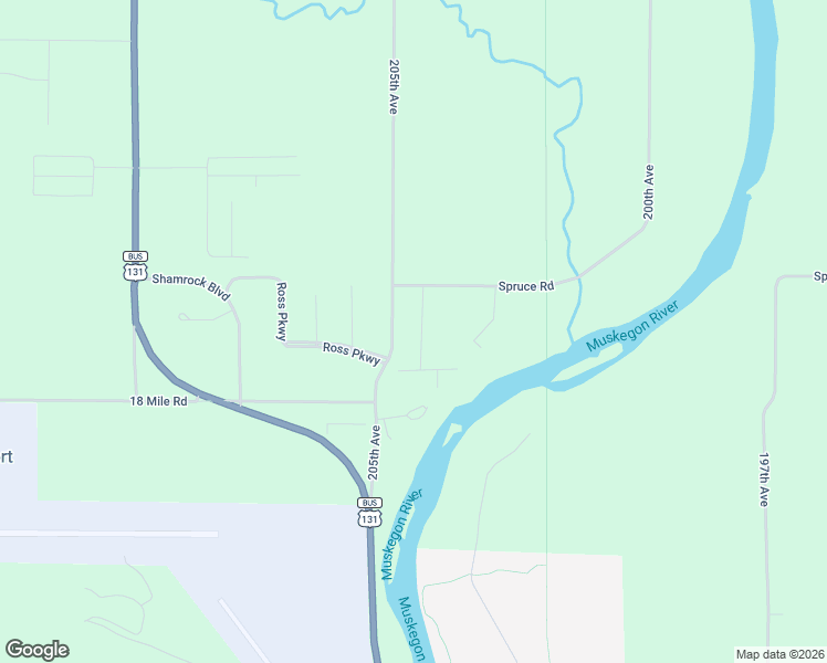 map of restaurants, bars, coffee shops, grocery stores, and more near 18121 Meadow Lane in Big Rapids