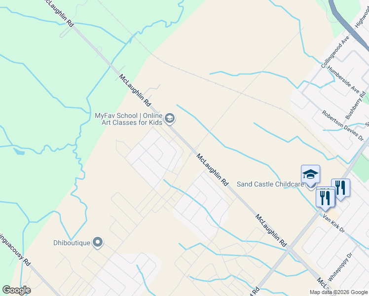 map of restaurants, bars, coffee shops, grocery stores, and more near 12046-12500 McLaughlin Road in Caledon