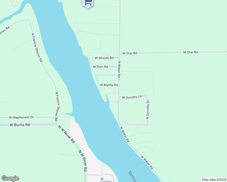 map of restaurants, bars, coffee shops, grocery stores, and more near 4087 North Water Road in Sanford