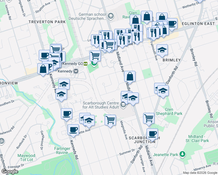 map of restaurants, bars, coffee shops, grocery stores, and more near 3 Independence Drive in Toronto