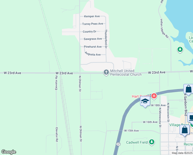 map of restaurants, bars, coffee shops, grocery stores, and more near 1218-1598 West 23rd Avenue in Mitchell