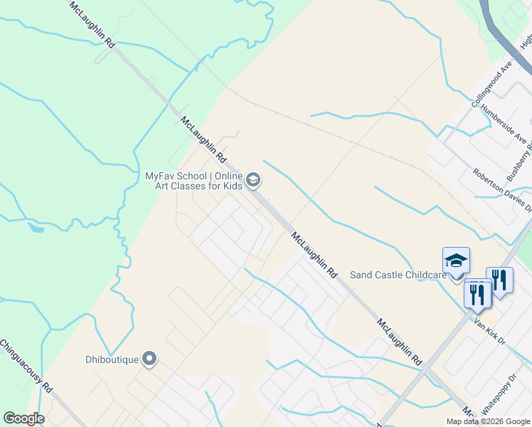 map of restaurants, bars, coffee shops, grocery stores, and more near 12324 McLaughlin Road in Caledon