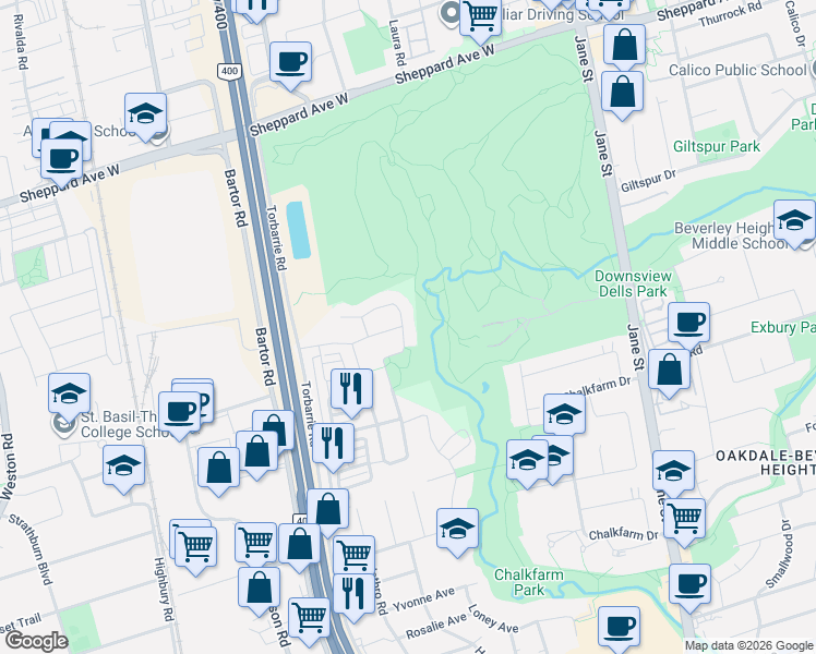 map of restaurants, bars, coffee shops, grocery stores, and more near 1983 Oana Drive in Mississauga