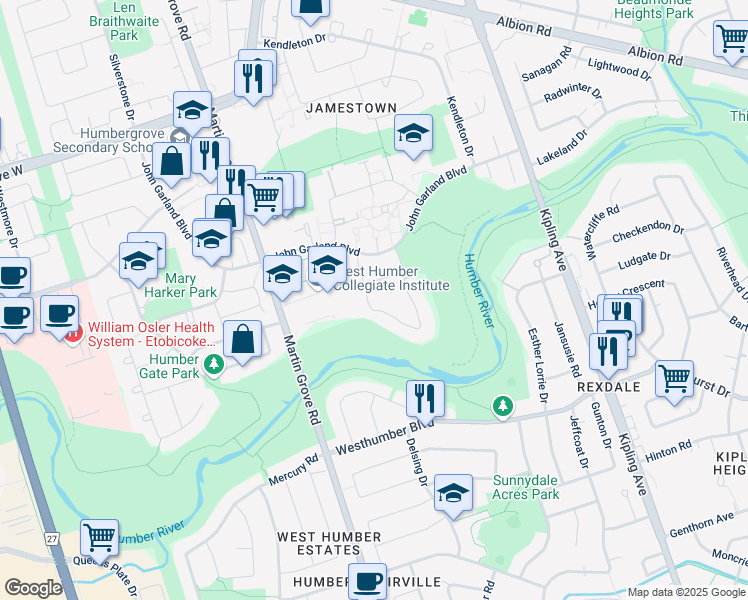 map of restaurants, bars, coffee shops, grocery stores, and more near 46 Collingdale Road in Toronto