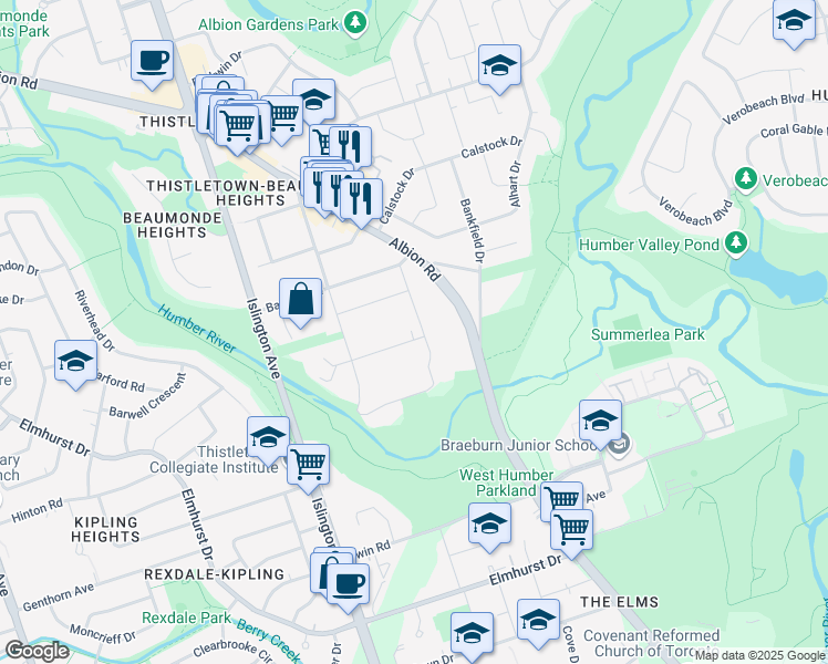 map of restaurants, bars, coffee shops, grocery stores, and more near in Toronto