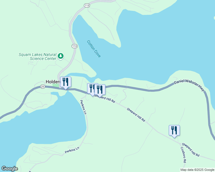 map of restaurants, bars, coffee shops, grocery stores, and more near 792 U.S. 3 in Holderness