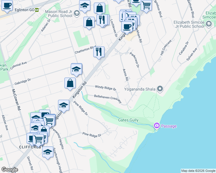 map of restaurants, bars, coffee shops, grocery stores, and more near in Toronto