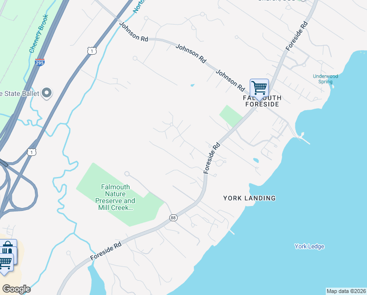 map of restaurants, bars, coffee shops, grocery stores, and more near 32 Applegate Lane in Falmouth