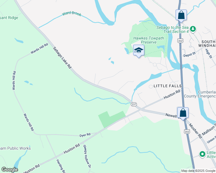 map of restaurants, bars, coffee shops, grocery stores, and more near 37 Sebago Lake Road in Gorham