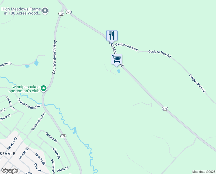 map of restaurants, bars, coffee shops, grocery stores, and more near 132 Old Mountain Road in Moultonborough