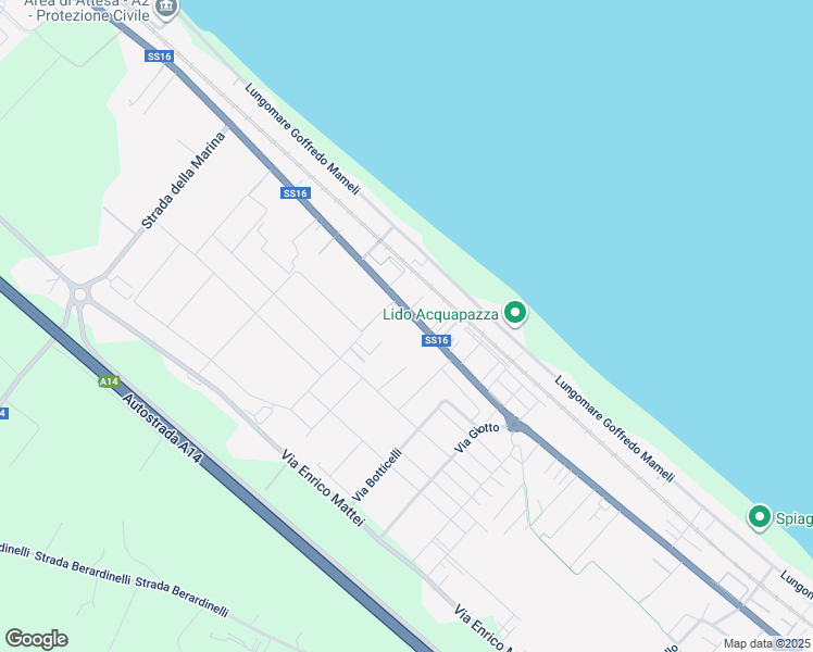 map of restaurants, bars, coffee shops, grocery stores, and more near 423 Via Raffaello Sanzio in Senigallia