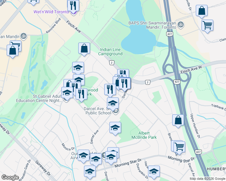 map of restaurants, bars, coffee shops, grocery stores, and more near in Mississauga