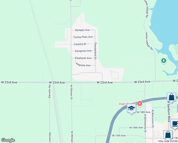 map of restaurants, bars, coffee shops, grocery stores, and more near 1504 Pebble Beach Road in Mitchell