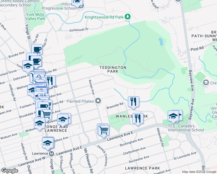 map of restaurants, bars, coffee shops, grocery stores, and more near 292 Glenforest Road in Toronto