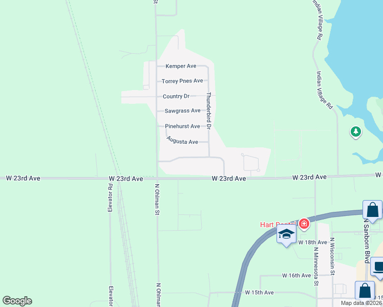 map of restaurants, bars, coffee shops, grocery stores, and more near 1504 Pebble Beach Road in Mitchell