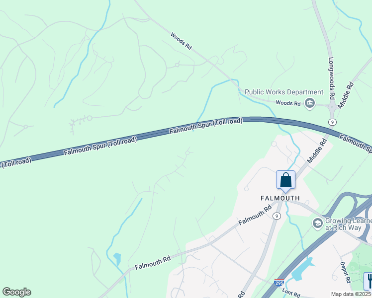 map of restaurants, bars, coffee shops, grocery stores, and more near 108 Ridgewood Drive in Falmouth