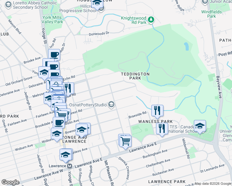 map of restaurants, bars, coffee shops, grocery stores, and more near 217 Snowdon Avenue in Toronto