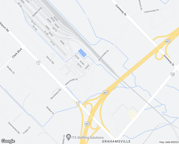map of restaurants, bars, coffee shops, grocery stores, and more near 331 Intermodal Drive in Brampton