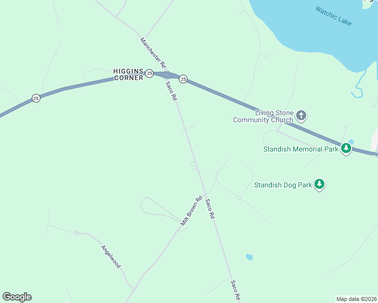 map of restaurants, bars, coffee shops, grocery stores, and more near 73 Saco Road in Standish