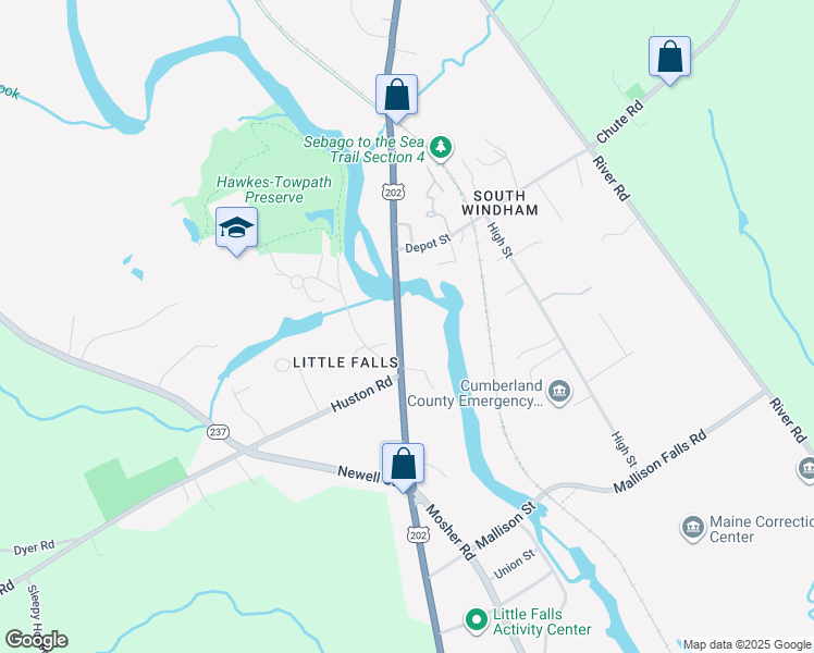 map of restaurants, bars, coffee shops, grocery stores, and more near 847 Gray Road in Gorham