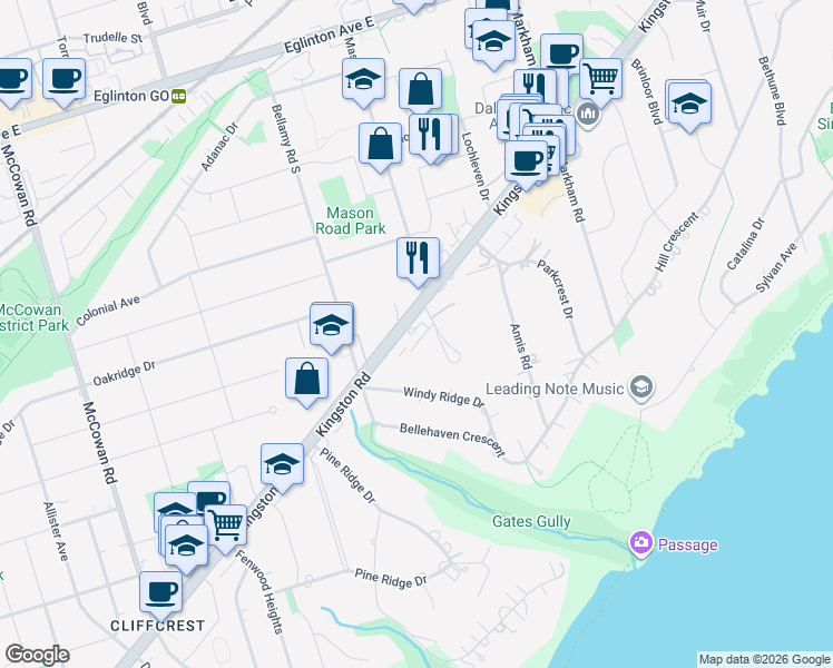 map of restaurants, bars, coffee shops, grocery stores, and more near in 