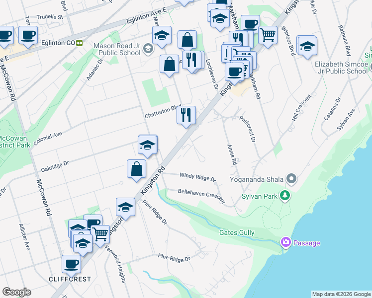 map of restaurants, bars, coffee shops, grocery stores, and more near in 