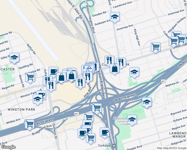 map of restaurants, bars, coffee shops, grocery stores, and more near 75 Billy Bishop Way in Toronto