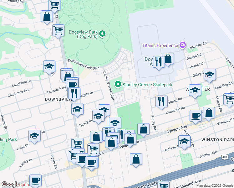 map of restaurants, bars, coffee shops, grocery stores, and more near 17 Locust Lodge Gardens in Toronto