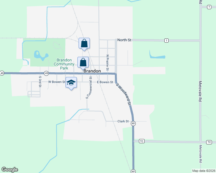 map of restaurants, bars, coffee shops, grocery stores, and more near 402 East Bowen Street in Brandon