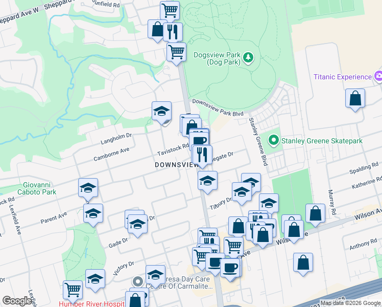 map of restaurants, bars, coffee shops, grocery stores, and more near 2900 Keele Street in Toronto