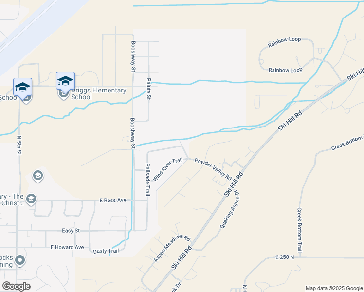 map of restaurants, bars, coffee shops, grocery stores, and more near Guardian Peaks Lane in Driggs