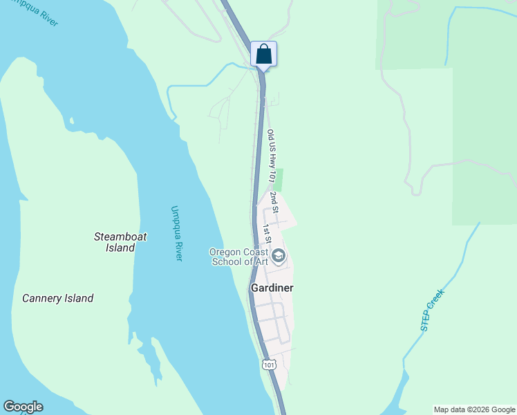 map of restaurants, bars, coffee shops, grocery stores, and more near 1499 U.S. 101 in Reedsport