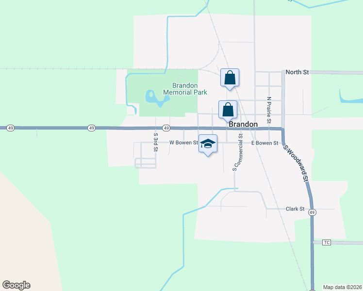 map of restaurants, bars, coffee shops, grocery stores, and more near 400 West Bowen Street in Brandon