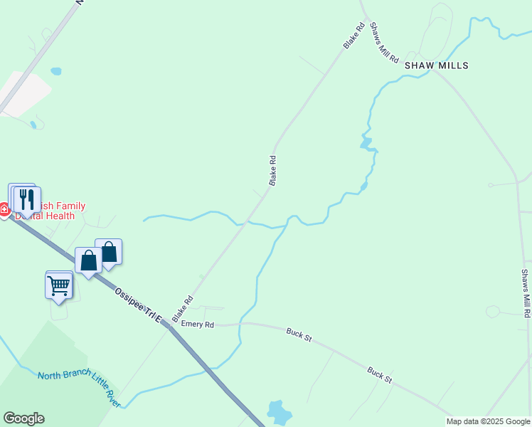 map of restaurants, bars, coffee shops, grocery stores, and more near 165 Blake Road in Standish