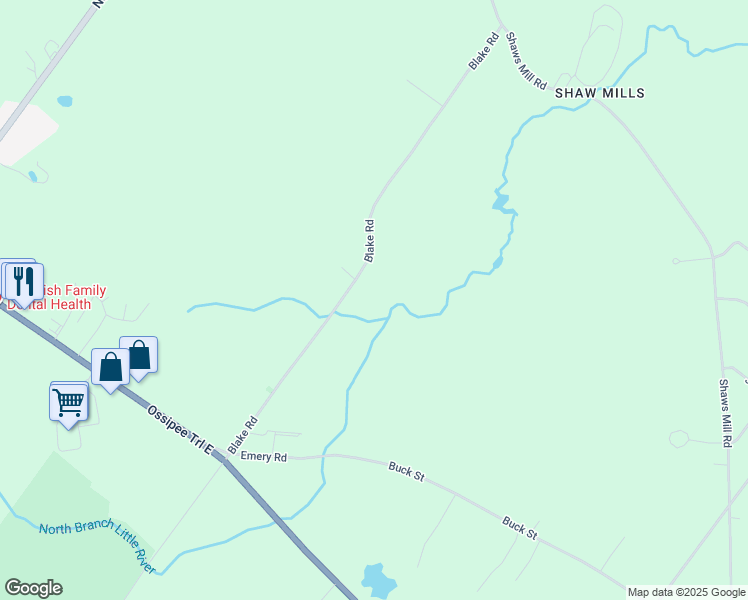 map of restaurants, bars, coffee shops, grocery stores, and more near 165 Blake Road in Standish