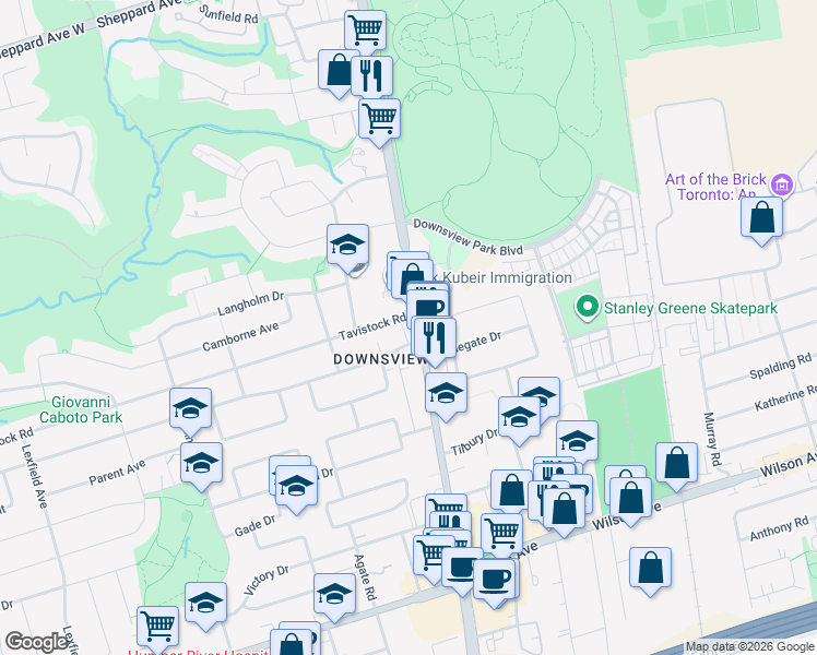 map of restaurants, bars, coffee shops, grocery stores, and more near 2910 Keele Street in Toronto