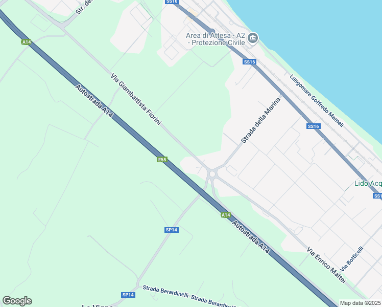 map of restaurants, bars, coffee shops, grocery stores, and more near 25 Via Giambattista Fiorini in Provincia di Ancona