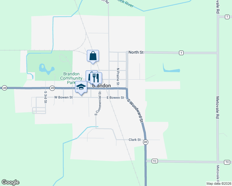 map of restaurants, bars, coffee shops, grocery stores, and more near 402 East Bowen Street in Brandon