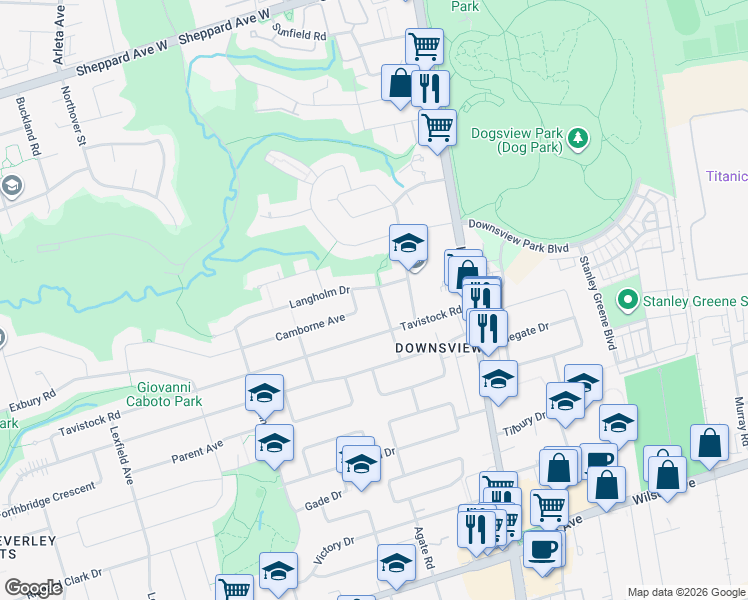 map of restaurants, bars, coffee shops, grocery stores, and more near in Toronto